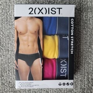 2(X)IST Men's 2ist 3-Pack Cotton Stretch No Show Brief Size Large In Multicolor